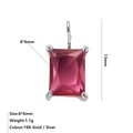Ciondolo quadrilatero rosa minimalista 8x6mm con montatura a quattro griffe d'argento - Luglio Rosa - Acciaio