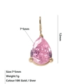 Pendente con zirconia rosa taglio a pera e placcatura in oro 18K, ciondolo 7x5mm - Ottobre Rosa - Oro