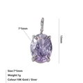 Pendentif pierre de naissance lavande ovale en argent avec gemme 7x5mm et serti à quatre griffes - Février Violet - Argent