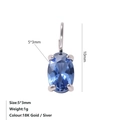 Ciondolo lusso francese in zircone blu ovale 5x3mm con finitura argento lucido - Colore acciaio / Settembre Blu Reale (Colore Zaffiro)