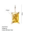 Square yellow zircon pendant 6x4mm in gold stainless steel finish for necklaces - Gold / November Light Yellow (Citrine Color)