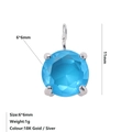 Minimalist 6x6mm blue zircon round pendant in silver finish for DIY jewelry crafting - December Lake Blue - Silver