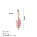 Ciondolo a rombo con zircone rosa marquise placcato oro 18K, lungo 11mm - Ottobre Rosa - Oro