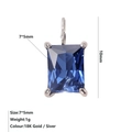 Ciondolo rettangolare in argento con gemma blu di dimensioni 7x5mm per collane - Settembre Blu Reale - Argento
