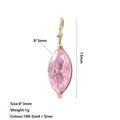 Pendentif marquise avec pierre rose en acier inoxydable doré pour création de bijoux - Octobre Rose - Or