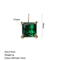 Detail van 5x5mm smaragdgroene zirkoon hanger met 18k vergulde vierklauwzetting voor diy - Mei Groen Stijl / Goud