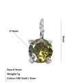 Olive green zircon pendant with four-claw setting in gold finish for DIY jewelry - August Birthstone Pendant (Light Green) / Steel
