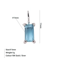 Ciondolo placcato oro 18K con charm geometrico rettangolare in gemma blu 6x3mm - Dicembre Blu Lago - Argento