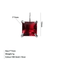 Ciondolo in zircone rosso quadrato 7x7mm con montatura a quattro griffe in argento - Luglio Rosa - Acciaio