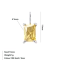 Elegant 6x4mm rectangular yellow zircon pendant in silver-tone stainless steel setting - Steel / November Light Yellow (Citrine Color)