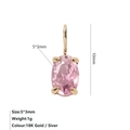 Ciondolo in zircone ovale rosa placcato oro 18 carati, accessorio gioiello minimalista - Oro / Rosa Ottobre