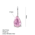 Pendente goccia in zircone rosa 5x3mm in acciaio inossidabile finitura argento - Ottobre Rosa - Argento