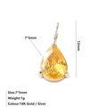 Ciondolo a goccia in zircone giallo 7x5mm con castone a griffe minimalista in oro 18K - Novembre Giallo Chiaro - Oro