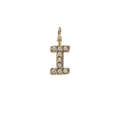 Gold plated stainless steel letter I pendant with sparkling cubic zirconia stones - Letter I / Gold