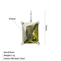Pendente con gemma rettangolare verde oliva 8x6mm in montatura oro 18 carati o argento - Agosto Verde Chiaro - Argento