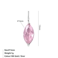 Pendentif goutte en zircon rose et acier inoxydable pour bijoux DIY 8x3mm - Octobre Rose - Argent
