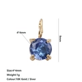 Blue 4x4mm round zircon pendant in 18k gold plated setting for DIY jewelry making - September Birthstone Pendant (Royal Blue) / Gold