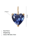 Blauer Herz-Zirkon Anhänger in 6x6mm mit 18K Vergoldung für DIY-Schmuckherstellung - September Königsblau - Gold