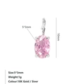 Ciondolo in zircone rosa ovale con montatura a griffe in argento per gioielli - Colore acciaio / Rosa Ottobre