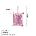 Ciondolo rettangolare 7x5mm in zircone rosa con finitura argento per gioielli DIY - Ottobre Rosa - Argento