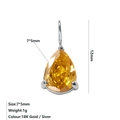 Ciondolo a goccia in zircone giallo 7x5mm con castone argento e gancio in acciaio inox - Novembre Giallo Chiaro - Argento