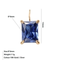 Orecchino con zaffiro blu rettangolare 8x6mm placcato in oro 18K stile moderno - Settembre Blu Reale - Oro