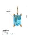 Square light blue zircon pendant in 18K gold finish stainless steel, size 6x4mm - Gold / December Lake Blue (Blue Topaz/Zircon Color)