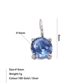 Blue zircon 4x4mm round pendant with four-prong setting for DIY jewelry making - September Birthstone Pendant (Royal Blue) / Steel