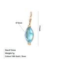 Ciondolo a rombo con zircone azzurro in finitura oro 18k e dimensioni dettagliate - Dicembre Blu Lago - Oro