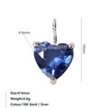 6mm herzförmiger blauer Zirkon-Anhänger mit 18K Goldbeschichtung für DIY-Schmuck - September Königsblau - Silber