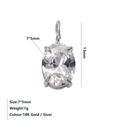 Pendentif pierre de naissance ovale avec griffe argentée, bijoux acier inoxydable 7x5mm - Avril Blanc - Argent