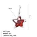 Minimalist red star zircon pendant with 5x5mm dimensions in silver stainless steel - January Red - Silver