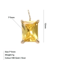 Ciondolo in zircone giallo rettangolare 7x5mm in acciaio inox dorato 18K - Novembre Giallo Chiaro - Oro
