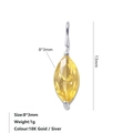Pendentif pierre de naissance marquise jaune 8x3mm sur monture en acier argenté poli - Novembre Jaune Clair - Argent