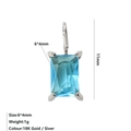 Rectangle 6x4mm blue zircon pendant in silver setting for stainless steel jewelry - Steel / December Lake Blue (Blue Topaz/Zircon Color)