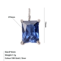 Elegante ciondolo rettangolare con cristallo blu 8x6mm e montatura oro 18K - Settembre Blu Reale - Argento