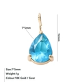 Ciondolo a goccia 7x5mm con zircone blu in acciaio inossidabile dorato 18K per gioielli - Dicembre Blu Lago - Oro