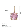 Pink round zircon pendant 4x4mm with 18k gold plating for DIY jewelry making - October Birthstone Pendant (Pink) / Gold