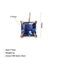 Ciondolo in zircone blu quadrato 7x7mm con montatura dorata a quattro griffe e gancio - Settembre Blu Reale - Oro