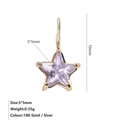 Pendant with 5mm star-shaped lavender zircon in 18K gold plated stainless steel - February Violet - Gold