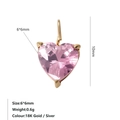 Eleganter 6x6mm herzförmiger rosa Zirkonia-Anhänger mit 18 Karat vergoldeter Fassung - Oktober Rosa - Gold