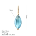 Boucle d'oreille DIY en acier inoxydable avec pierre de naissance marquise bleue - Décembre Bleu Lac - Or