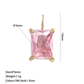 Ciondolo minimalista 8x6mm con gemma rosa taglio smeraldo e placcatura in oro 18K - Ottobre Rosa - Oro