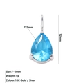 Ciondolo a goccia in zircone azzurro 7x5mm con montatura in acciaio inox argento - Dicembre Blu Lago - Argento