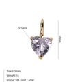 5mm heart-cut lavender zircon pendant with 18k gold hook for DIY jewelry making - February Violet - Gold