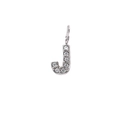Sparkling silver letter J pendant with micro-pave crystals and lobster clasp for DIY jewelry - Letter J / Steel