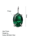 Pendentif pierre de naissance ovale en acier inoxydable avec émeraude verte 7x5mm - Mai Vert - Argent