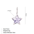 Pentagram star pendant with 5mm purple zircon set in silver finish stainless steel - February Violet - Silver