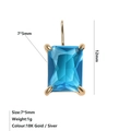 Ciondolo rettangolare con cristallo blu finitura oro 18K e dimensioni di 7x5mm - Dicembre Blu Lago - Oro