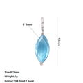 Pendentif goutte de naissance avec zircon bleu 8x3mm sur monture argentée - Décembre Bleu Lac - Argent